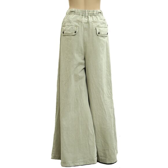 Free People Julien Wide-Leg Chino Trousers Pants Pleated Cotton XL NEW 282569 - Picture 7 of 8